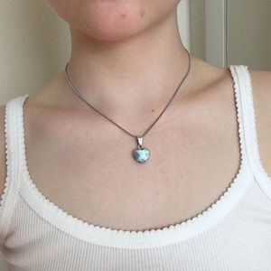 Larimar Stone heart necklace from Dominican Rep.